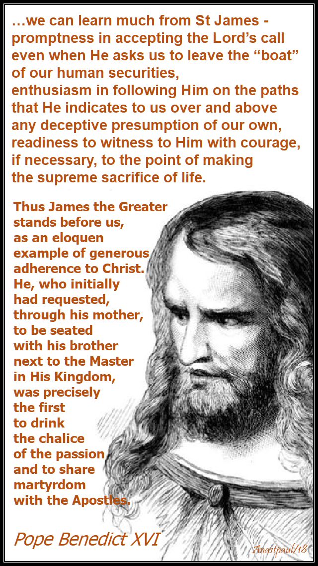 we can learn much from st james - pope benedict - 25 july 2018