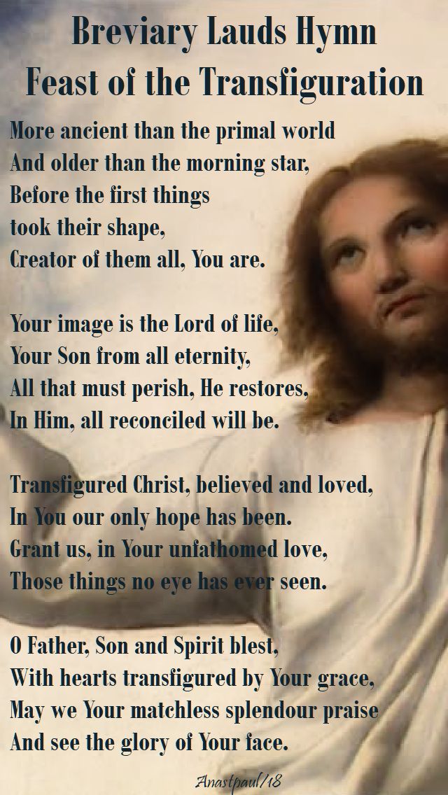 breviary lauds hymn for the transfiguration - 6 august 2018