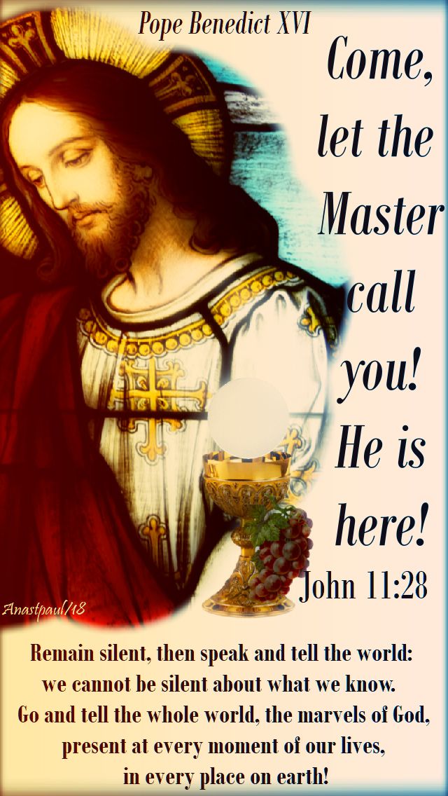 come, let the master call you - remain silent - pope benedict - 26 aug 2018 sunday reflection