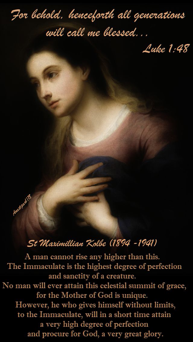 for behold - luke 1 48 - a man cannot rise any higher than this - st max kolbe - 14 august 2018