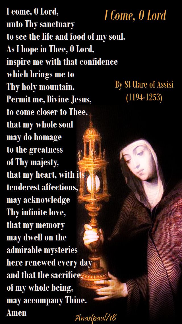 i come o lord into thy sanctuary - st clare - 11 aug 2018
