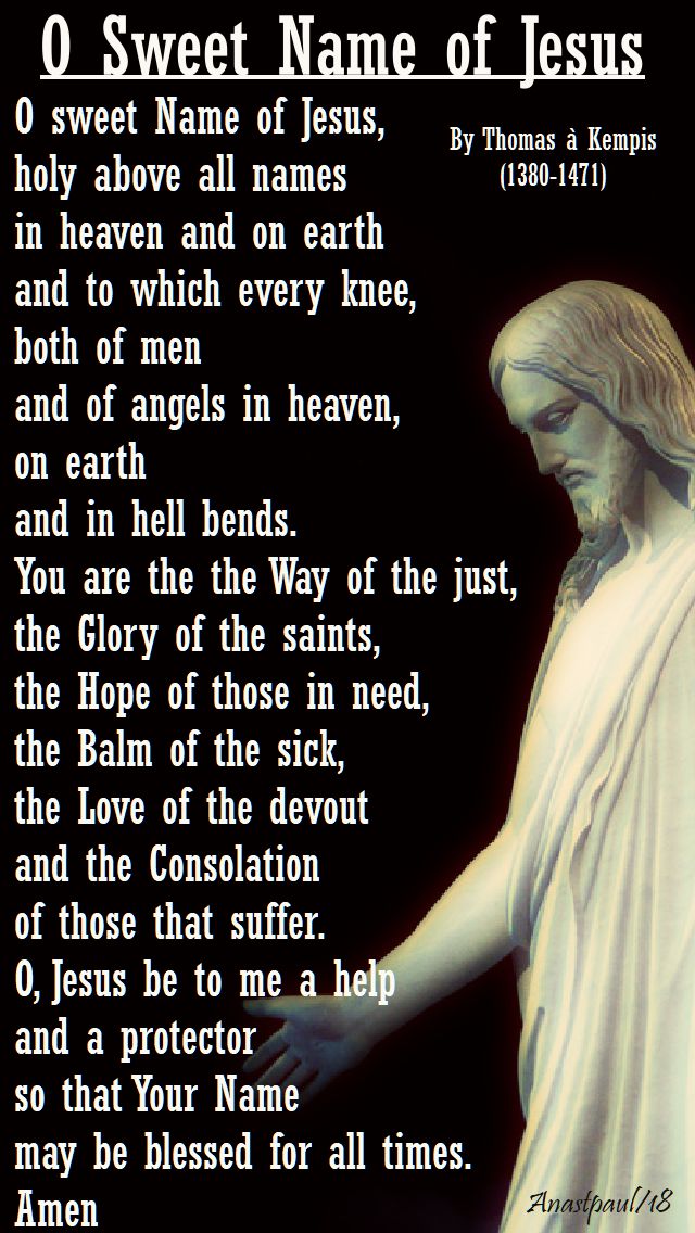 o sweet name of jesus - thomas a kempis - 6 jan 2018