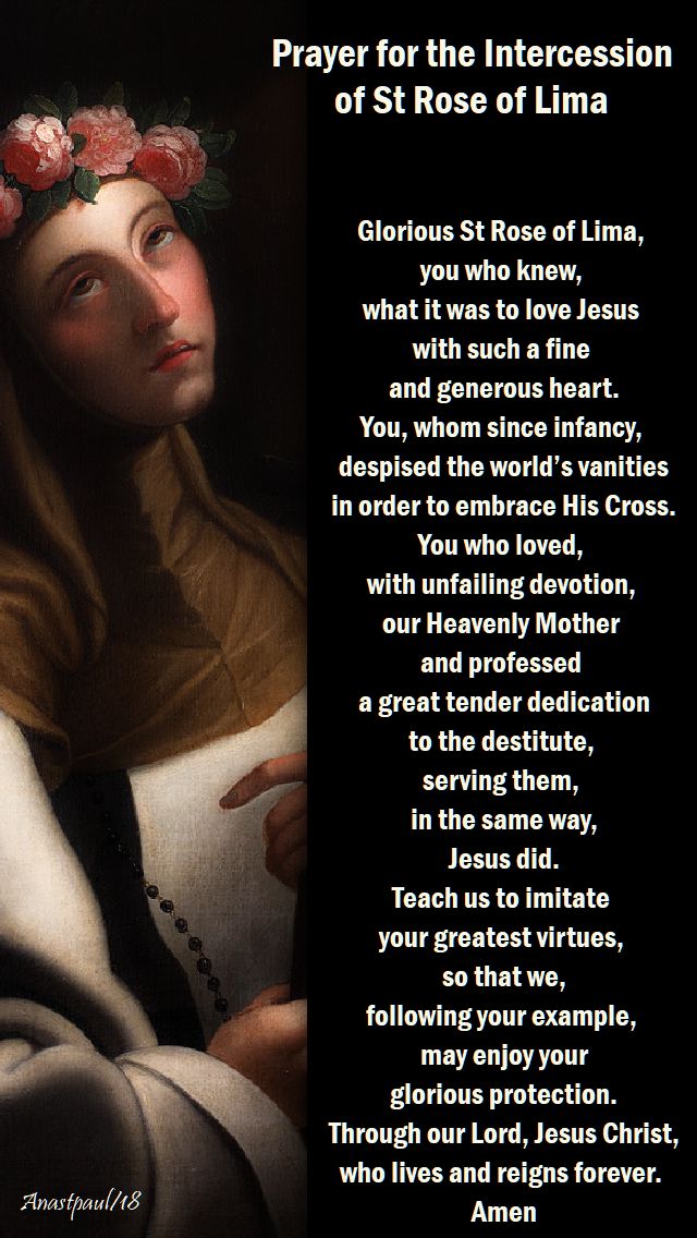 prayer for the intercession of st rose of lima - 23 aug 2018