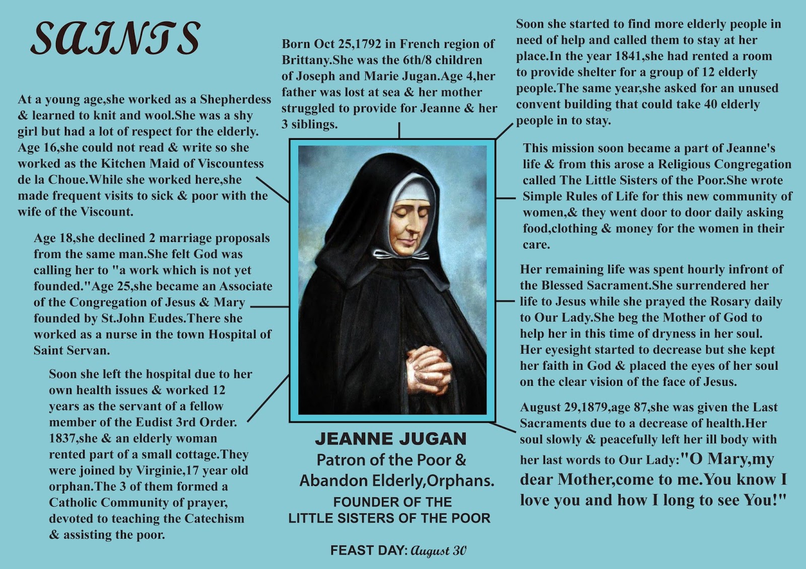 Saint of the Day 30 August St Mary of the Cross (1792 1879