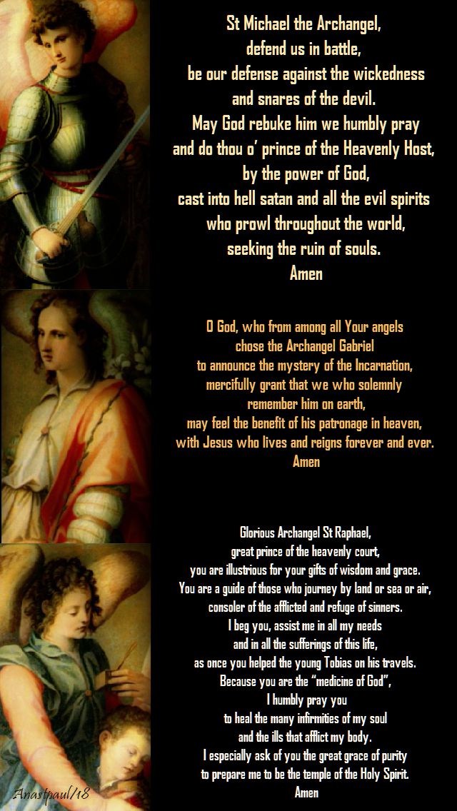 29 sept 2018 - prayers to michael, gabriel and raphael