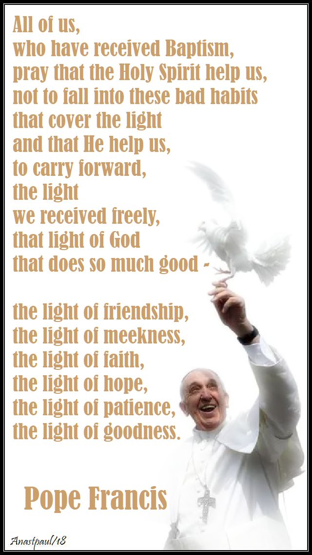 all of us who have received baptism - pope francis 24 sept 2018