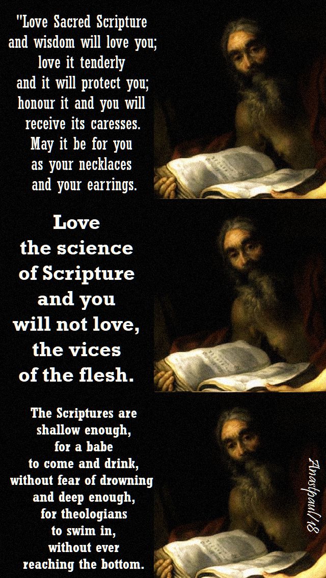 love sacred scripture - love the science of scriptue - the scriptures are shallow enough - st jerome - 30 sept 2018