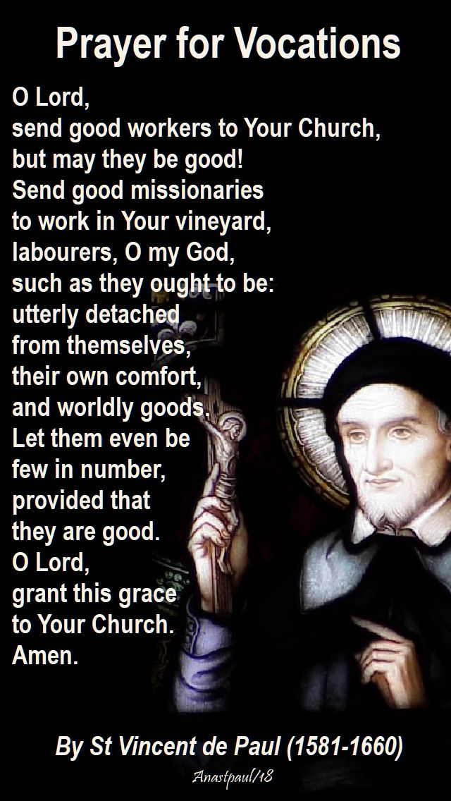 prayer for vocations by st v de p - 27 sept 2018