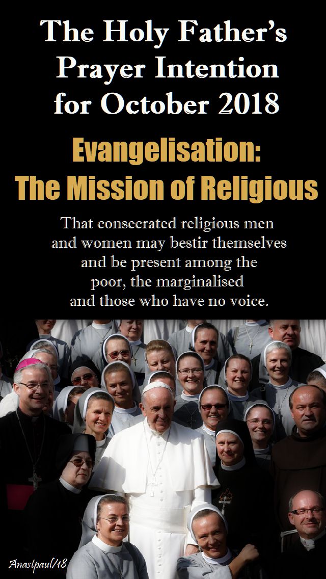 the holy father's prayer intention for oct 2018 - 1 oct 2018