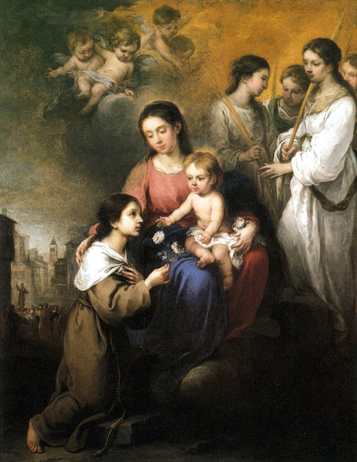 The Virgin and Child with Saint Rose of Viterbo - Murillo, Bartolomé Esteban