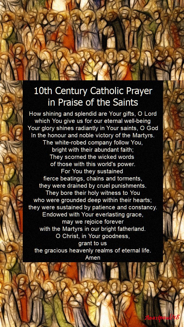 10th century catholic prayer in praise of the saints - 1 november 2018 all saints day