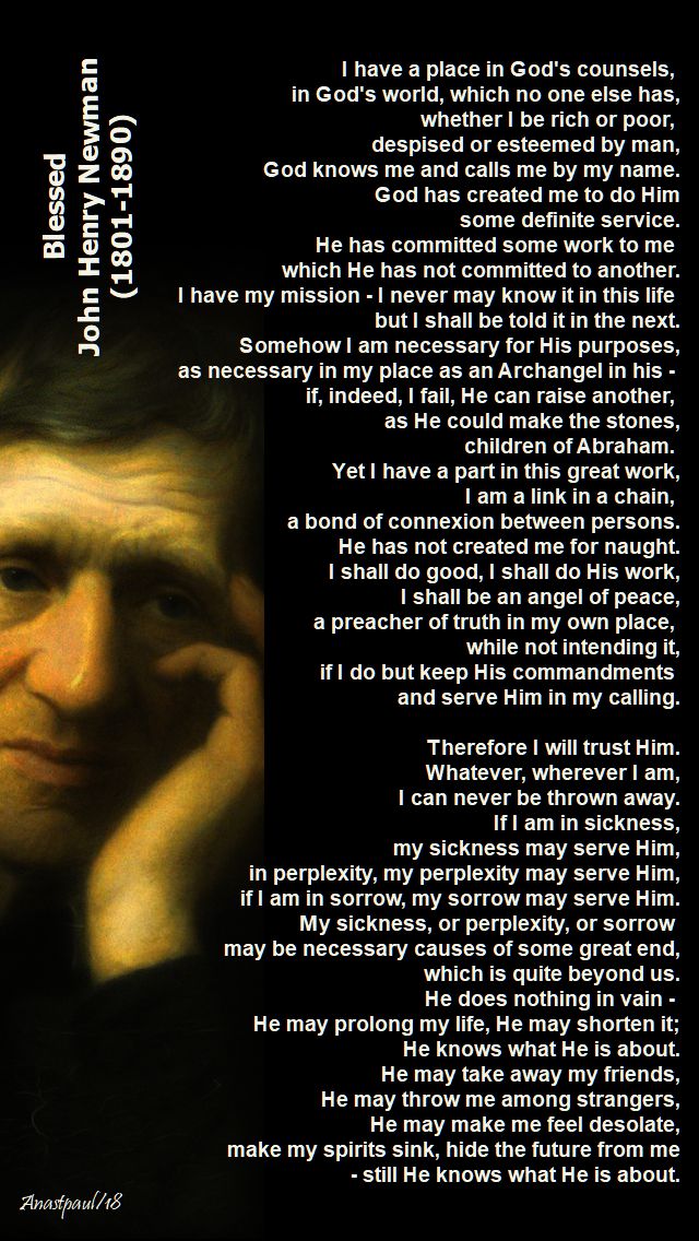 i have a place in god's counsels - bl john henry newman - 9 october 2018