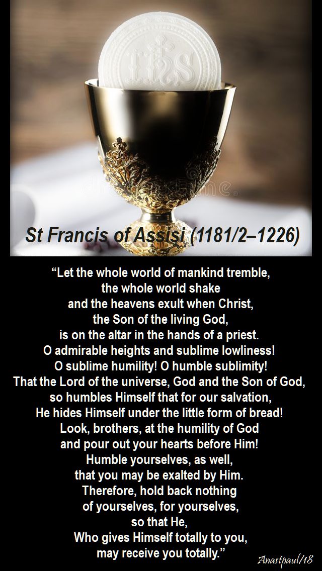let the whole world of mankind tremble - st francis - 4 oct 2018