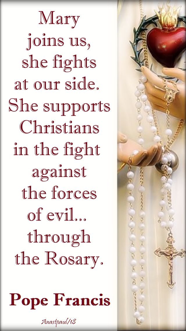 mary joins us in the fights against evil - opope francis - 7 oct 2018