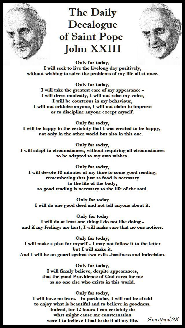 the daily decalogue of st john XXIII - 11 oct 2018