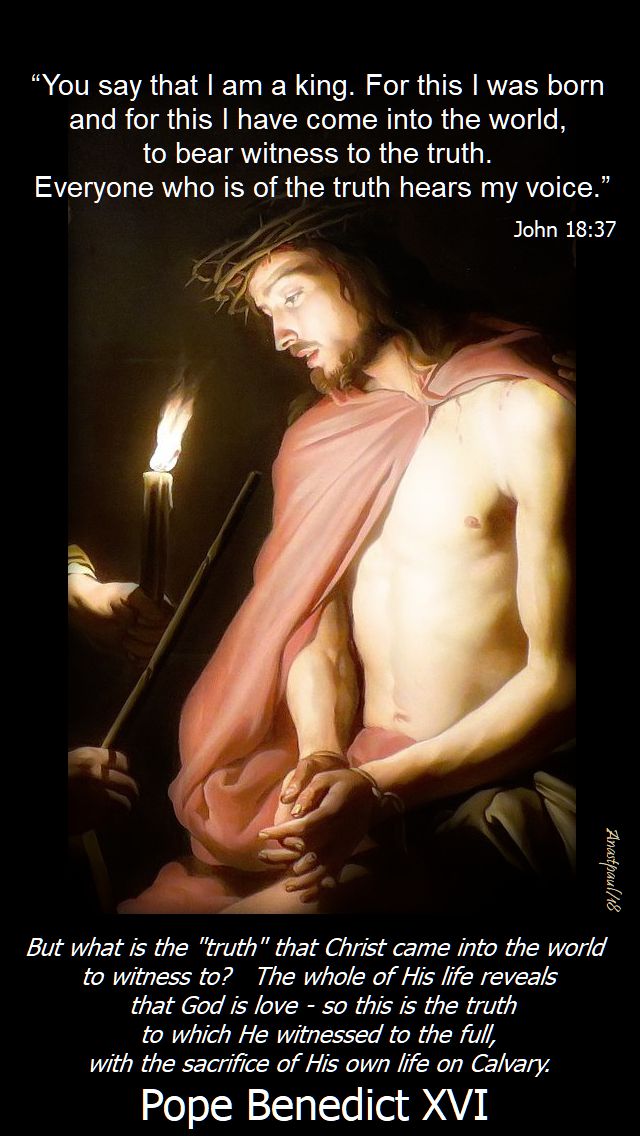 john 18 37 - for this i was born - but what is this truth - pope benedict - 25 nov 2018 - christ the king