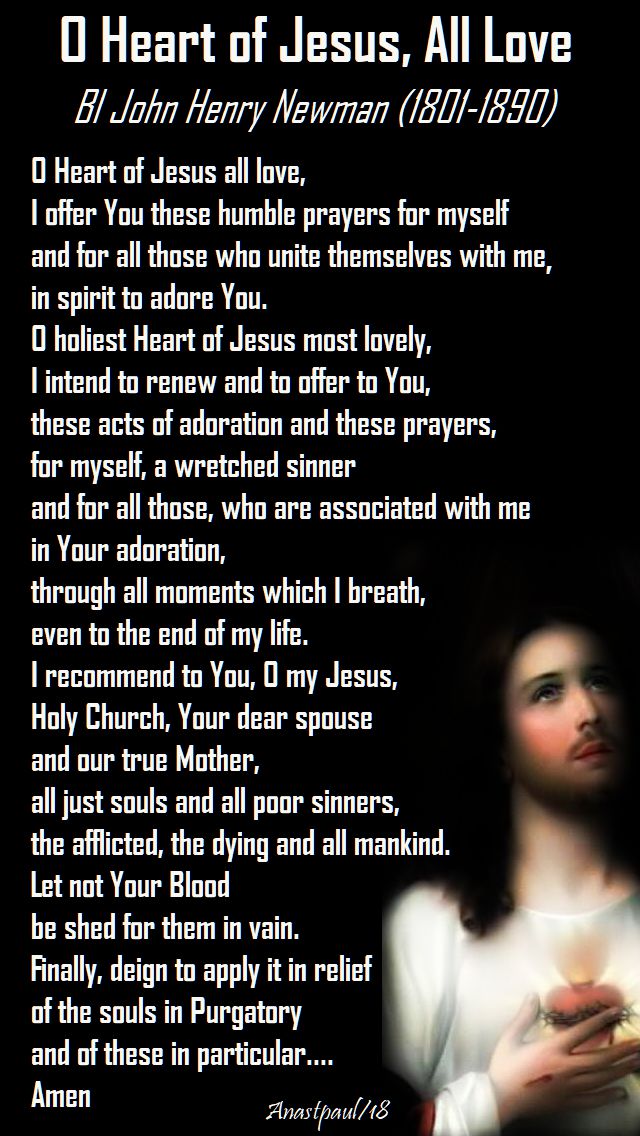 o heart of jesus, all love - bl john henry newman - 26 nov 2018