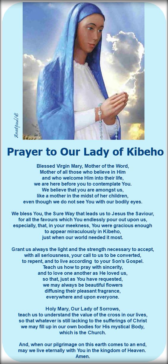 pray to our lady of kibeho - 28 nov 2018