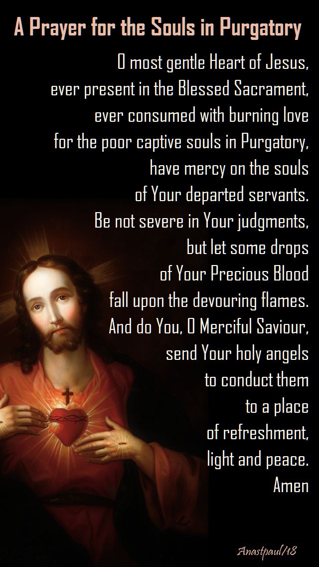 prayer for the holy souls - o most gentle heart of jesus - month of the holy souls 1 nov 2018