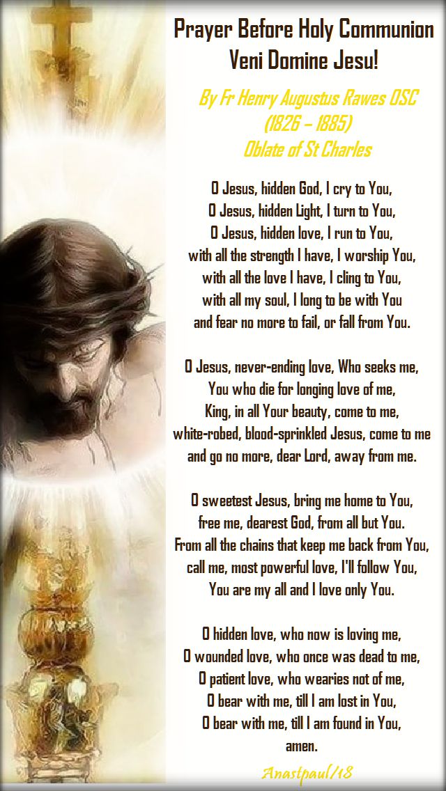 veni domine Jesu - prayer before holy comm fr rawes - 4 nov 2018