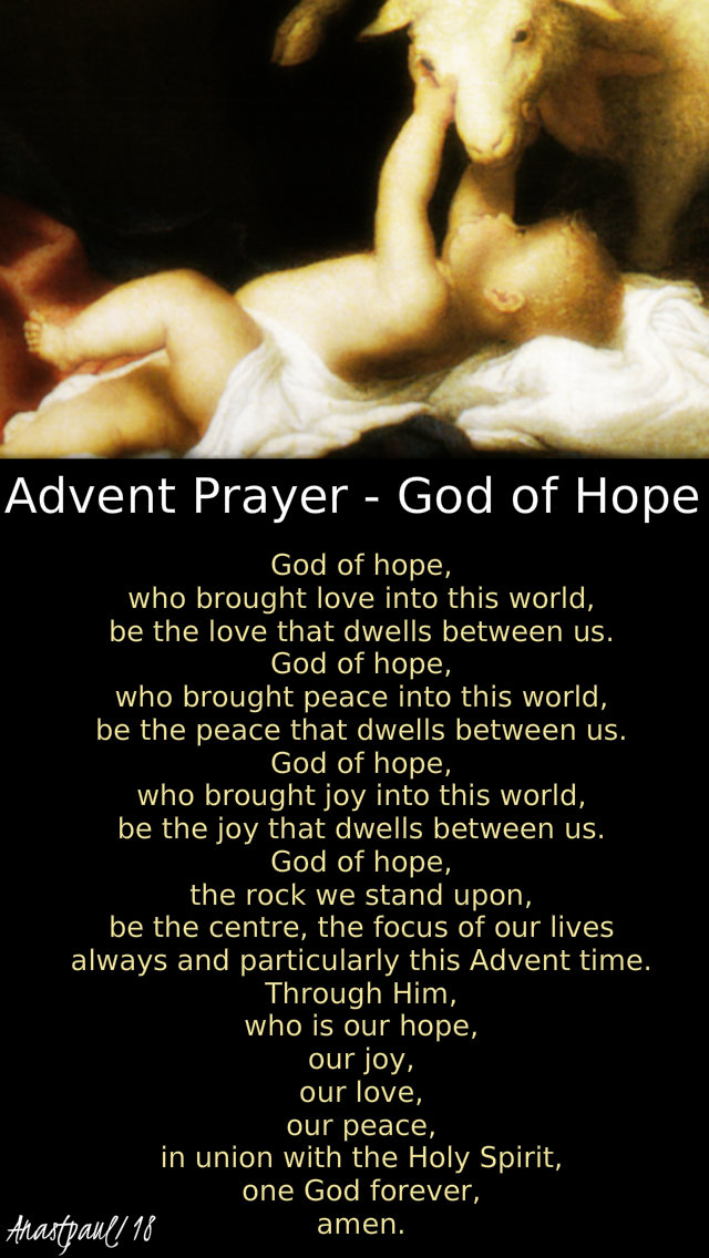 Advent prayer -god of hope 20 dec 2018