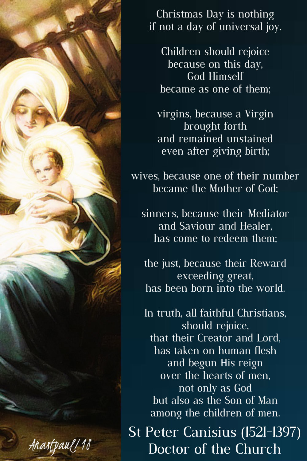 christmas day is nothing if not - st peter canisius - 25 dec 2018