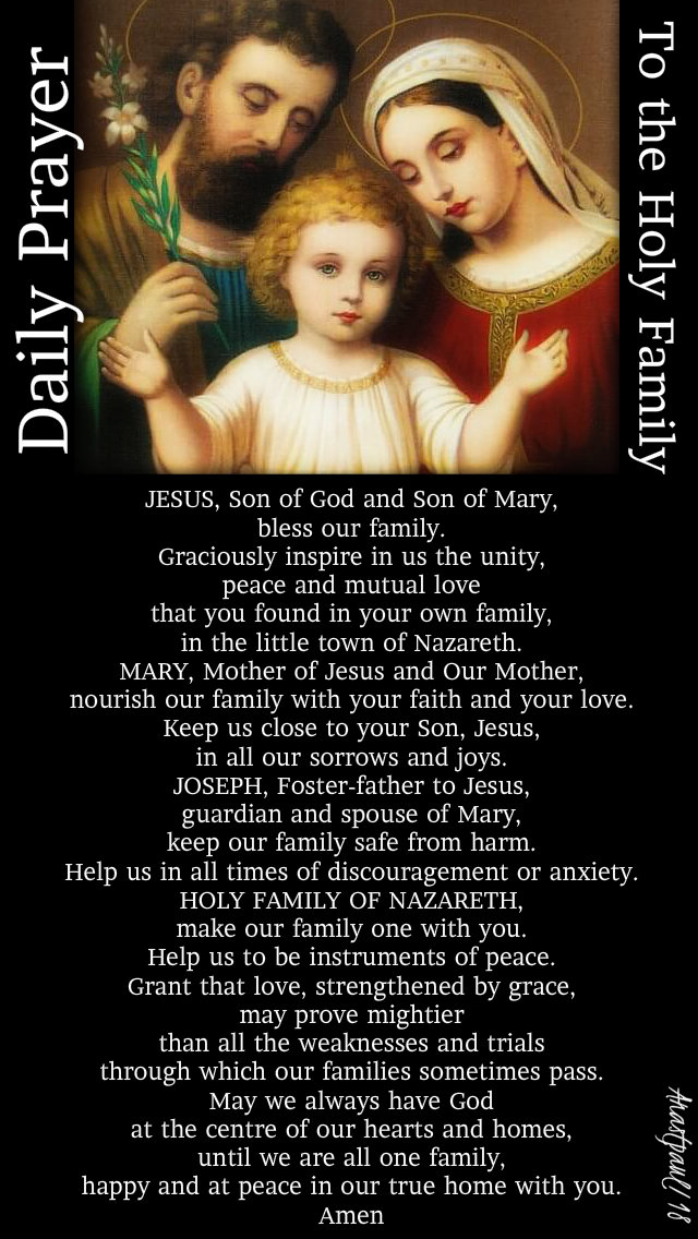 daily prayer to the holy family - 21 dec 2018