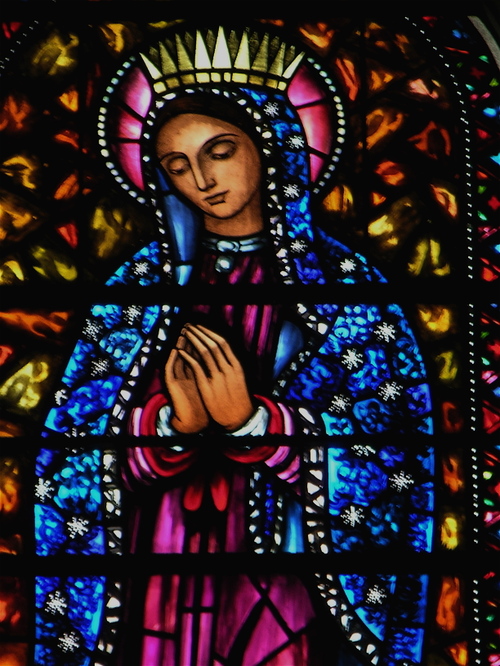 our lady of guadalupe glass detail