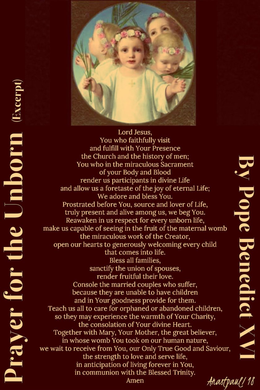 prayer for the unborn pope benedict - 28 dec 2018 holy innocents