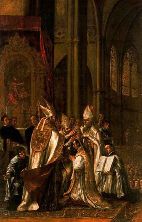 St. Ambrose ordained as Bishop. Painting by Juan de Valdés.