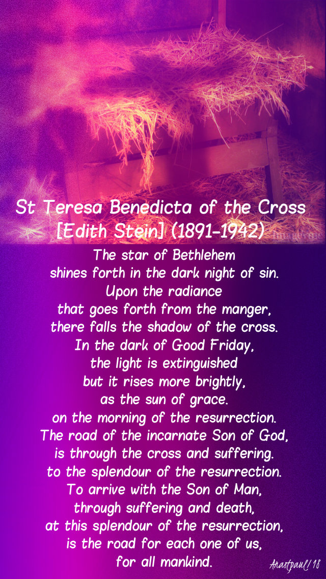 the star of bethlehem shines forth in the dark night - st teresa benedicta 28dec2018