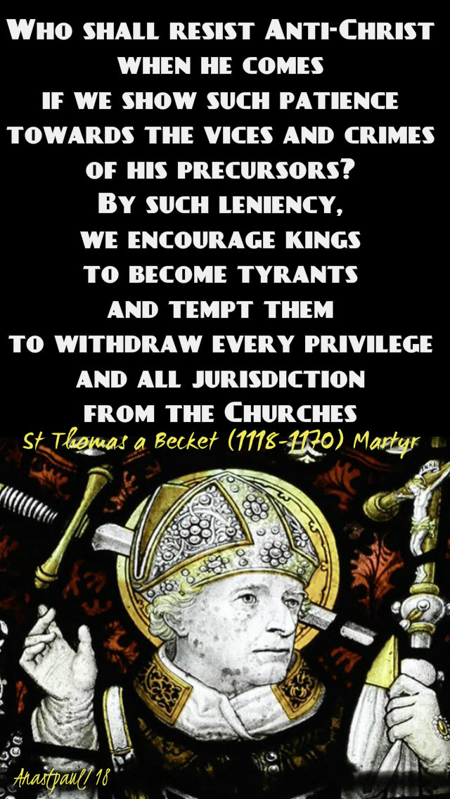 who shall resist anti-christ - st thomas a becket 29 dec 2018