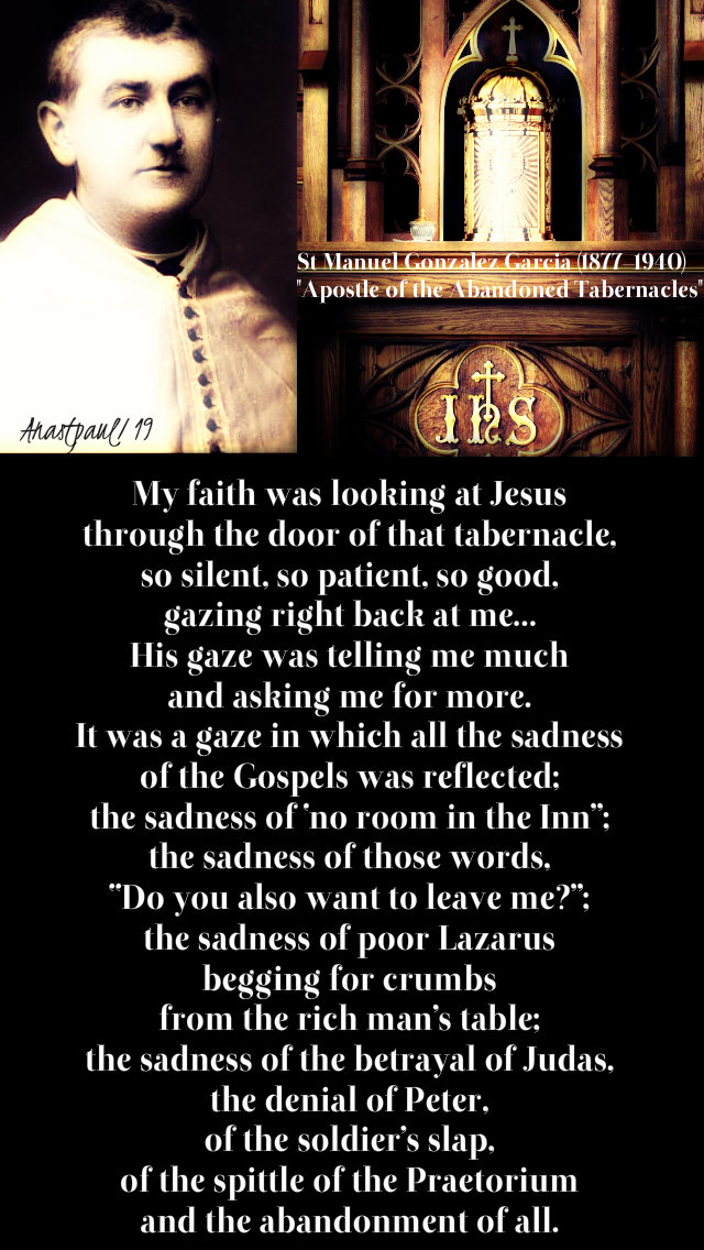 my faith was look at jesus - st manuel gonzalez garcia 4 jan 2019