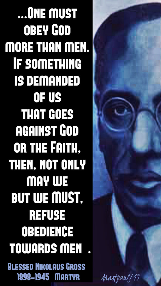 one must obey god - bl nikolays gross - 15 jan 2019