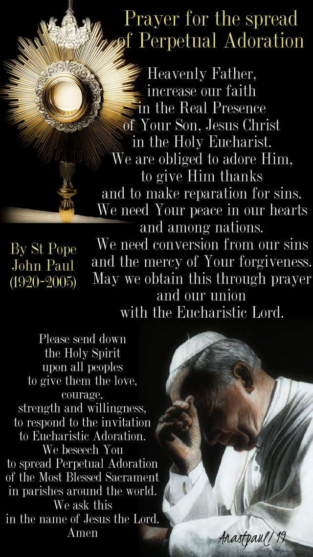 prayer for the spread of eucharistic adoration by st pope john paul 4 jan 2019
