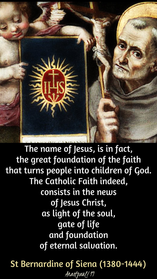 the name of jesus is in fact the reat foundation - st bernardine 3 jan 2019