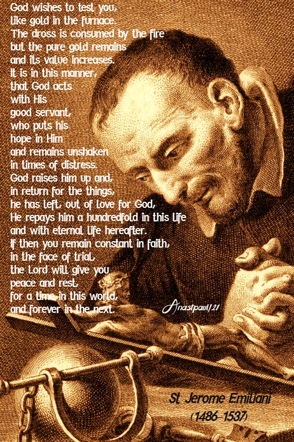 god wishes to test you - st jerome emiliani 4 jan 2021