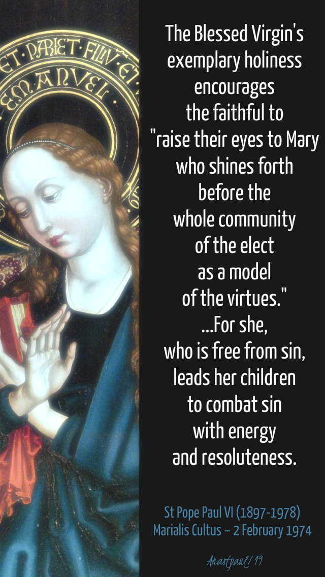 the blessed virgin's exemplary holiness - marialis cultus stpope paul VI 3 may 2019.jpg