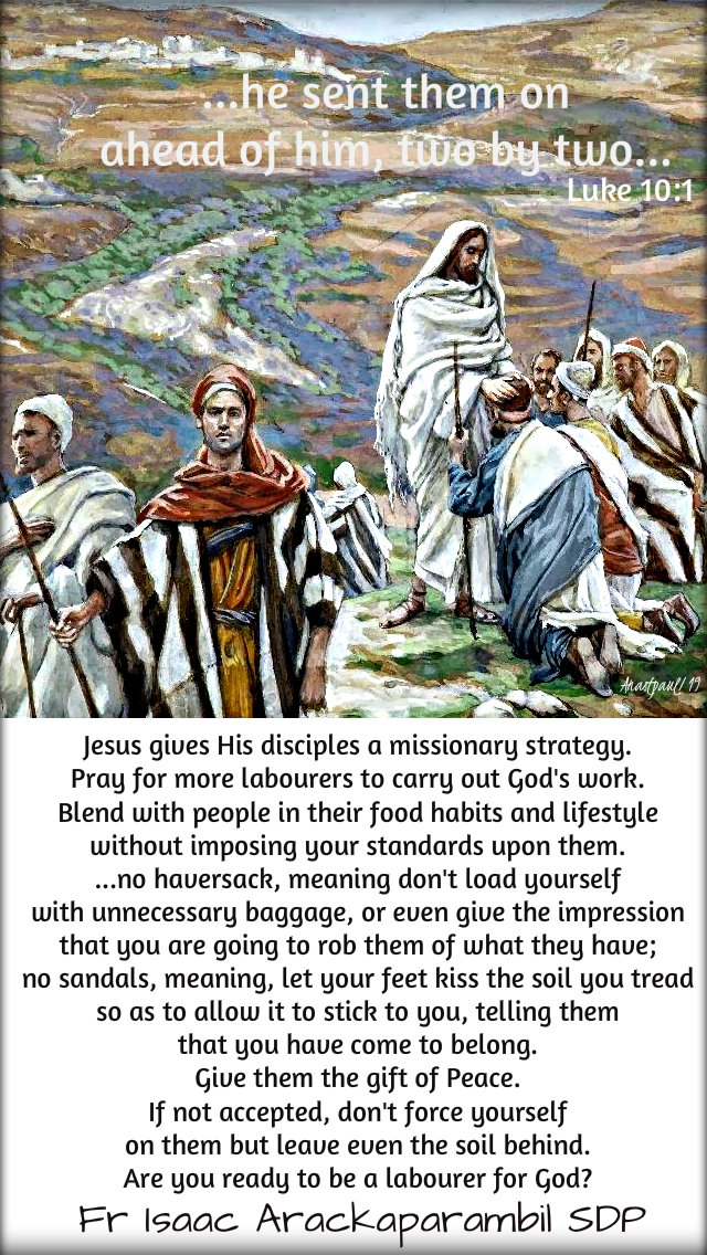 luke 10 1 - he sent them on two by two - 14 sun in ord time year c - from gods word.jpg