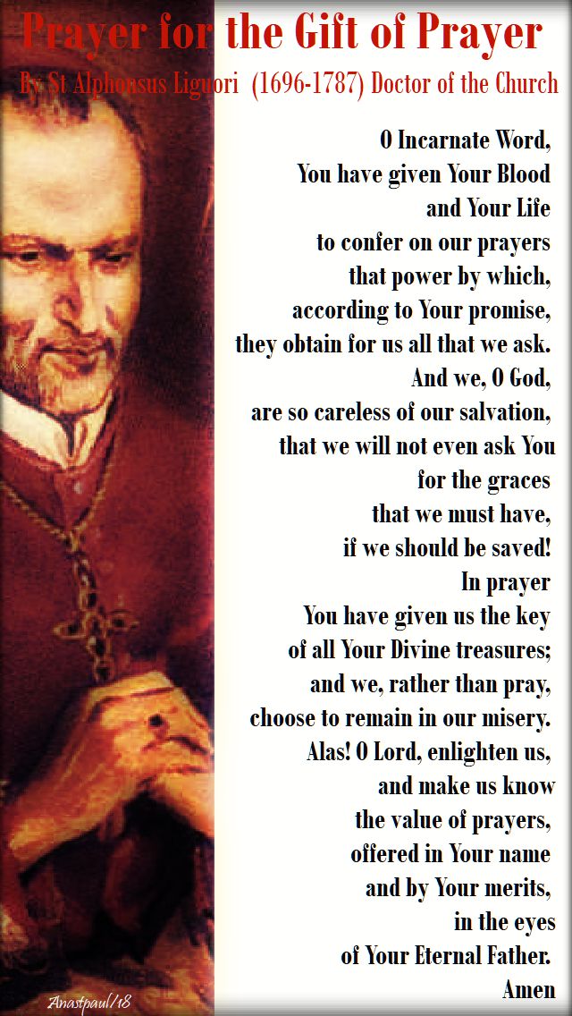 prayer for the gift of prayer by st alphonsus liguori - 24 feb 2018