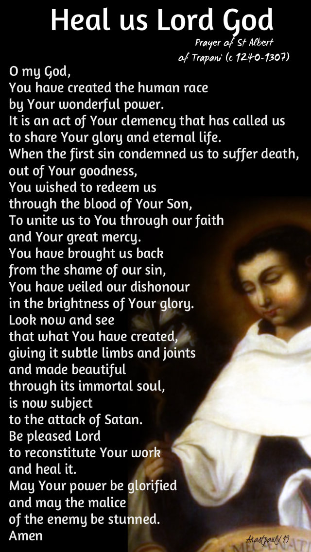 heal us lord god - prayer of st albert of trapani 7 aug 2019