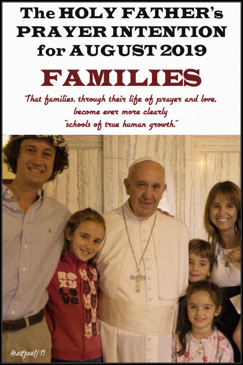 holy father's prayer inention august 2019 families