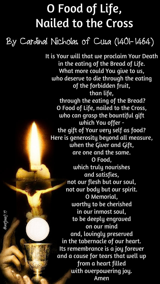 o food of live nailed to the cross - card nicholas of cusa 11 aug 2019