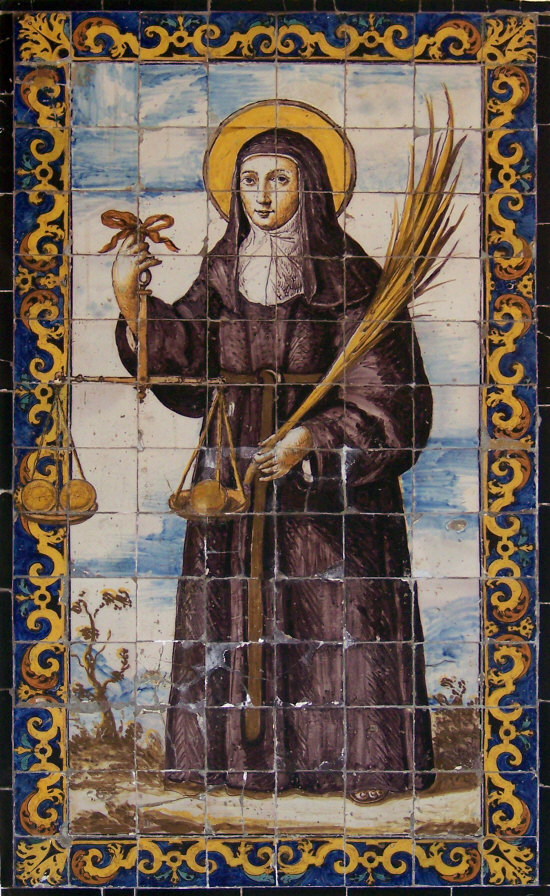 St Clare of Montefalco, circa 1670, from the Iglesia del Convento de Nuestra Señora del Pópulo de Agustinos Descalzos. Sevilla, [Public Domain] via Creative Commons