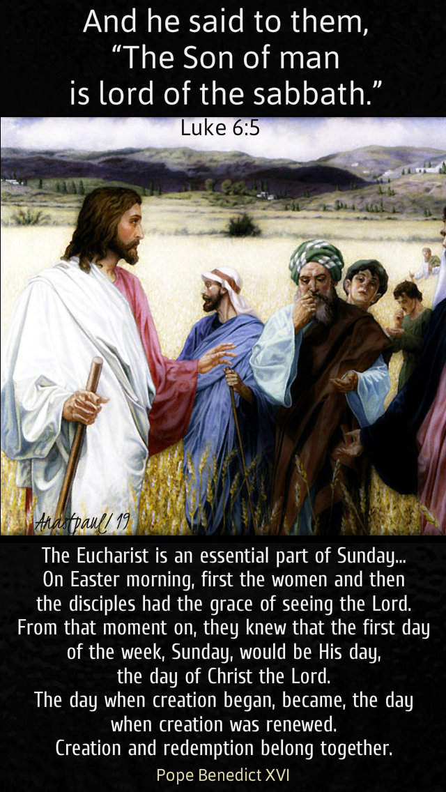 luke 6 5 the sone of man is lord of the sabbath - the eucharist is an essential part of sunday pope benedict 7 sept 2019