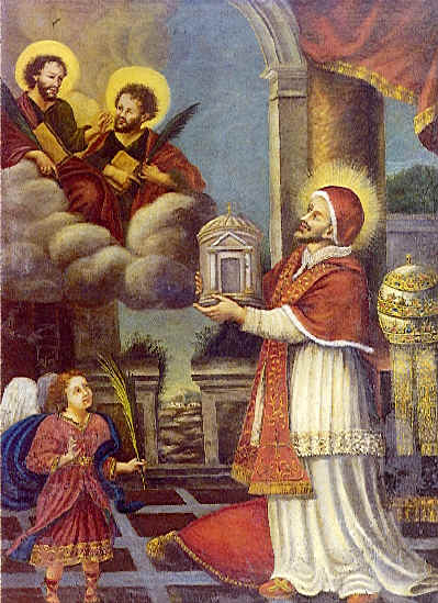 Pope_Felix_presents_church_to_Cosmas_and_Damian