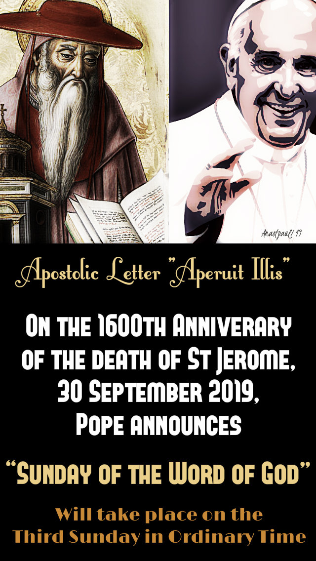 sunday of the word of god - 30 sept 2019 1600th ann of the death of st jerome