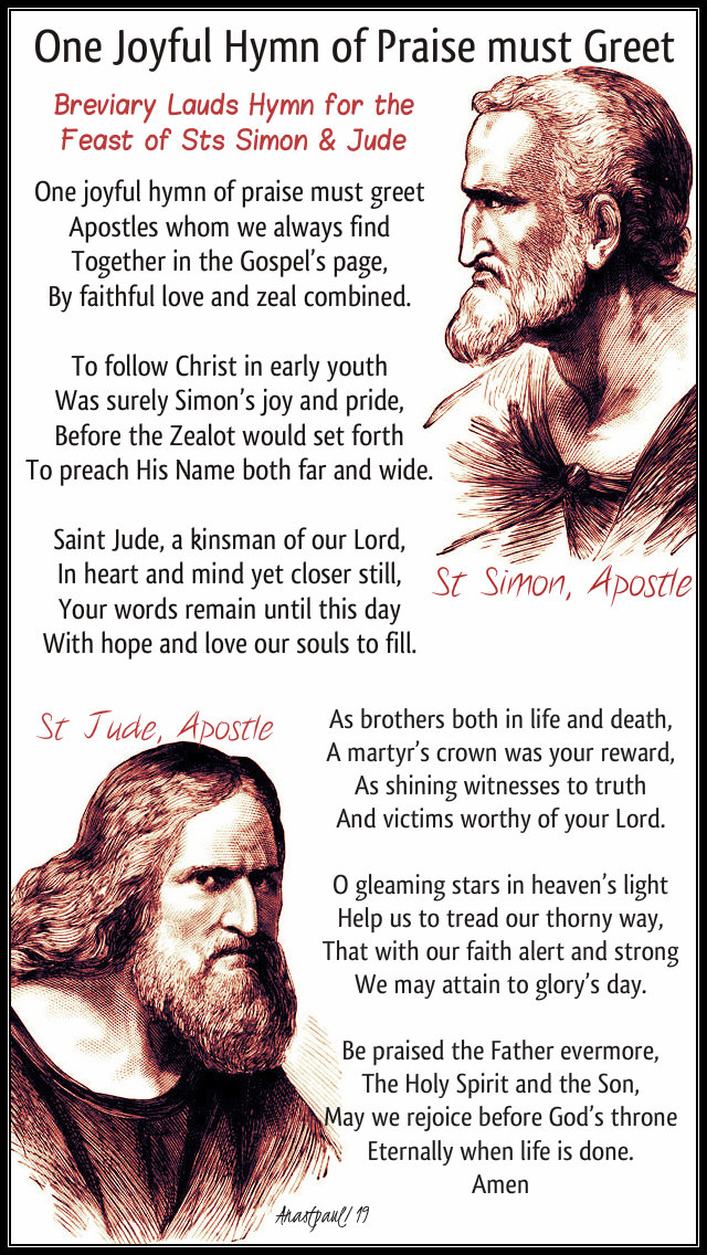 one joyful hymn of praise must greet hymn for the feast of sts simon and jude 28 oct 2019.jpg