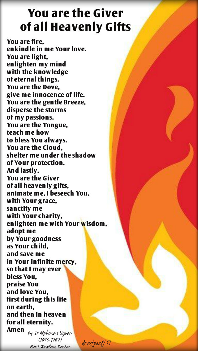 you are the give of all heavenly gifts - you are fire - st alphonsus liguori 30 oct 2019.jpg