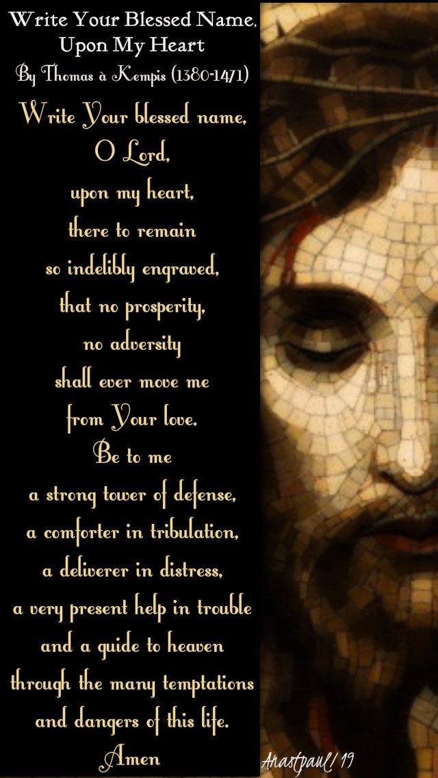 write your blessed name o lord upon my heart - thomas a kempist - 5 feb 2019